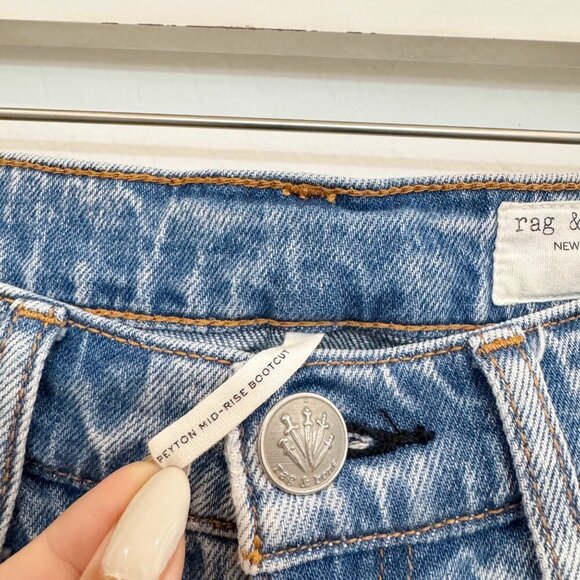 Rag & Bone Denim Peyton Mid Rise Two Tone Bootcut Luxury Light Jeans Casual 26 - Picture 4 of 8